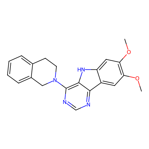 4-(3,4-dihydroisoquinolin-2(1H)-yl)-7,8-dimethoxy-5H-pyrimido[5,4-b]indole structure
