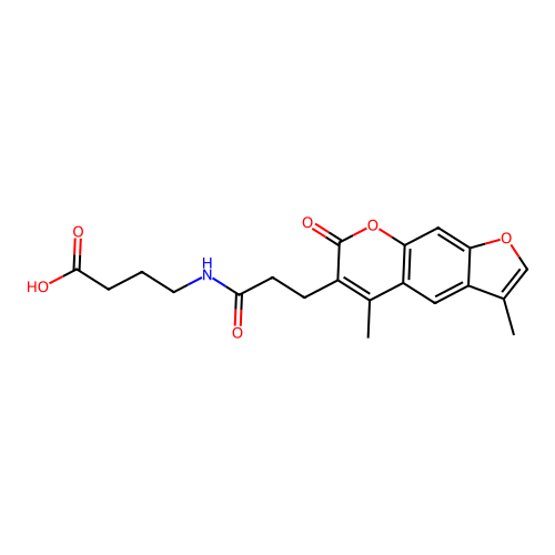 4-(3-(3,5-dimethyl-7-oxo-7H-furo[3,2-g]chromen-6-yl)propanamido)butanoic acid structure