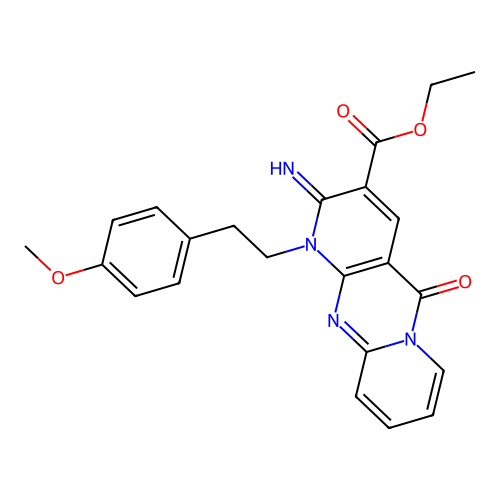 ethyl 6-imino-7-[2-(4-methoxyphenyl)ethyl]-2-oxo-1,7,9-triazatricyclo[8.4.0.0^{3,8}]tetradeca-3(8),4,9,11,13-pentaene-5-carboxylate structure
