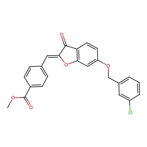 (Z)-methyl 4-((6-((3-chlorobenzyl)oxy)-3-oxobenzofuran-2(3H)-ylidene)methyl)benzoate structure