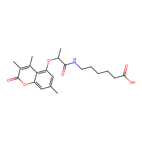 6-({2-[(3,4,7-trimethyl-2-oxo-2H-chromen-5-yl)oxy]propanoyl}amino)hexanoic acid structure