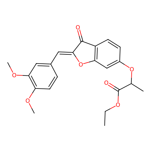 (Z)-ethyl 2-((2-(3,4-dimethoxybenzylidene)-3-oxo-2,3-dihydrobenzofuran-6-yl)oxy)propanoate structure