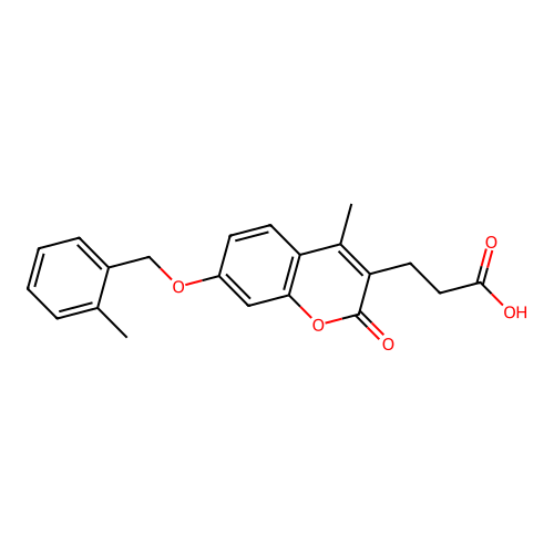 3-{4-methyl-7-[(2-methylbenzyl)oxy]-2-oxo-2H-chromen-3-yl}propanoic acid structure
