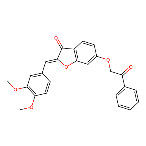 (Z)-2-(3,4-dimethoxybenzylidene)-6-(2-oxo-2-phenylethoxy)benzofuran-3(2H)-one structure