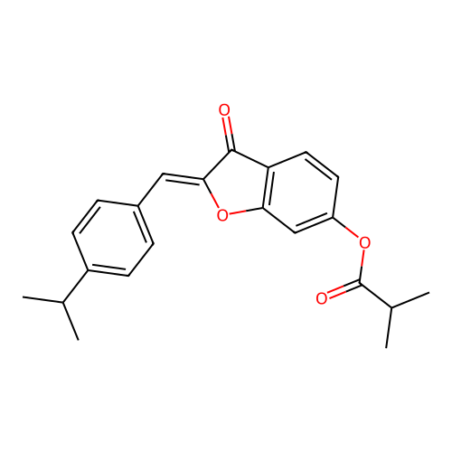 (Z)-2-(4-isopropylbenzylidene)-3-oxo-2,3-dihydrobenzofuran-6-yl isobutyrate structure