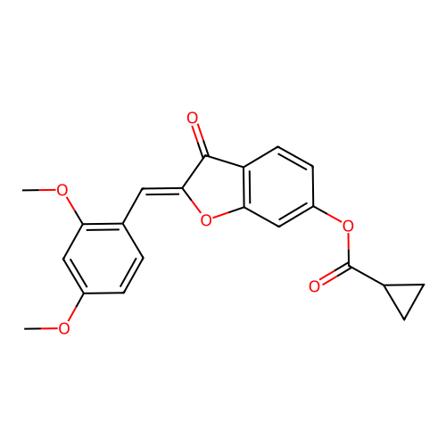(Z)-2-(2,4-dimethoxybenzylidene)-3-oxo-2,3-dihydrobenzofuran-6-yl cyclopropanecarboxylate structure
