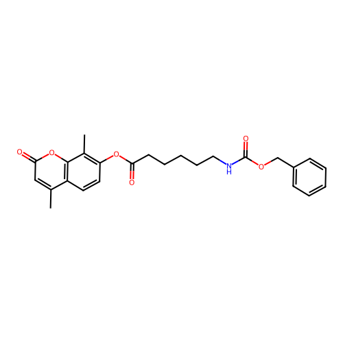 4,8-dimethyl-2-oxo-2H-chromen-7-yl 6-(((benzyloxy)carbonyl)amino)hexanoate structure