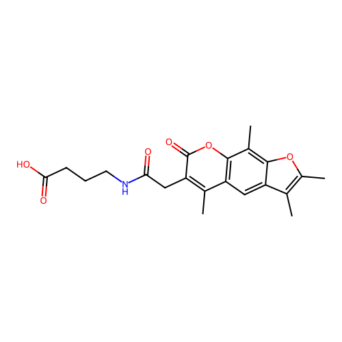4-(2-(2,3,5,9-tetramethyl-7-oxo-7H-furo[3,2-g]chromen-6-yl)acetamido)butanoic acid structure