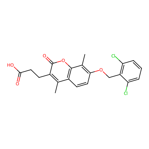 3-{7-[(2,6-dichlorobenzyl)oxy]-4,8-dimethyl-2-oxo-2H-chromen-3-yl}propanoic acid structure