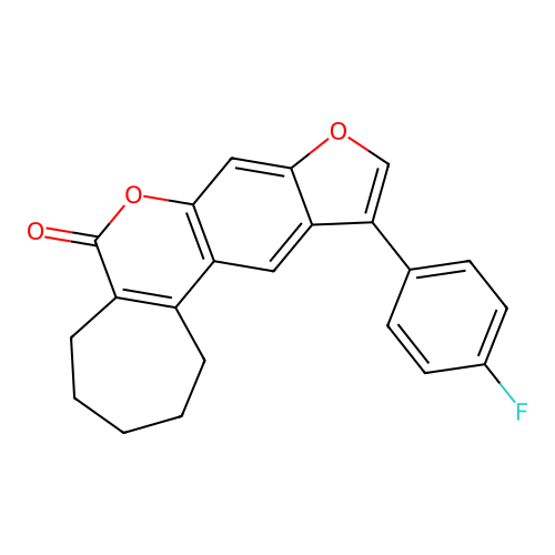11-(4-fluorophenyl)-2,3,4,5-tetrahydrocyclohepta[c]furo[3,2-g]chromen-6(1H)-one structure