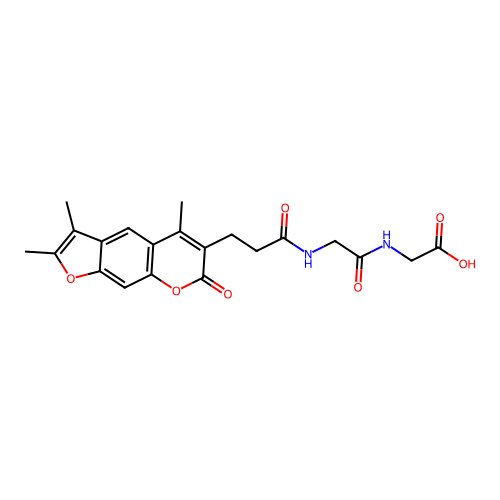 2-(2-(3-(2,3,5-trimethyl-7-oxo-7H-furo[3,2-g]chromen-6-yl)propanamido)acetamido)acetic acid structure