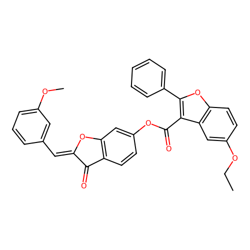 (Z)-2-(3-methoxybenzylidene)-3-oxo-2,3-dihydrobenzofuran-6-yl 5-ethoxy-2-phenylbenzofuran-3-carboxylate structure