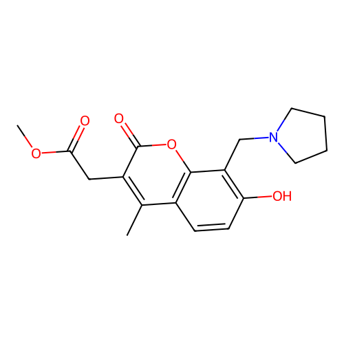 methyl [7-hydroxy-4-methyl-2-oxo-8-(pyrrolidin-1-ylmethyl)-2H-chromen-3-yl]acetate structure