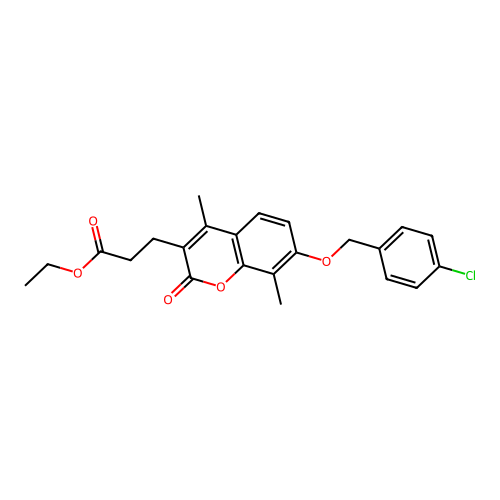 ethyl 3-{7-[(4-chlorobenzyl)oxy]-4,8-dimethyl-2-oxo-2H-chromen-3-yl}propanoate structure