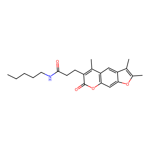 N-pentyl-3-(2,3,5-trimethyl-7-oxo-7H-furo[3,2-g]chromen-6-yl)propanamide structure