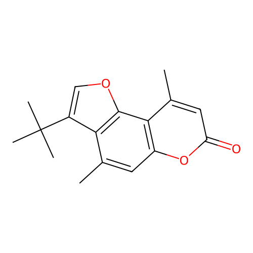 3-tert-butyl-4,9-dimethyl-7H-furo[2,3-f]chromen-7-one structure
