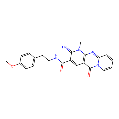 2-imino-N-[2-(4-methoxyphenyl)ethyl]-1-methyl-5-oxo-1,5-dihydro-2H-dipyrido[1,2-a:2',3'-d]pyrimidine-3-carboxamide structure