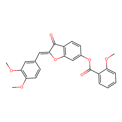 (Z)-2-(3,4-dimethoxybenzylidene)-3-oxo-2,3-dihydrobenzofuran-6-yl 2-methoxybenzoate structure