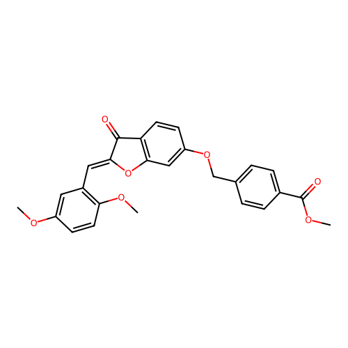 Methyl 4-[[2-[(2,5-dimethoxyphenyl)methylidene]-3-oxo-benzofuran-6-yl]oxymethyl]benzoate structure