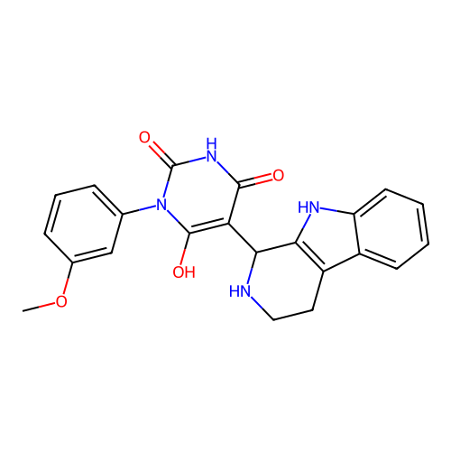 6-hydroxy-3-(3-methoxyphenyl)-5-(2,3,4,9-tetrahydro-1H-pyrido[3,4-b]indol-1-yl)pyrimidine-2,4(1H,3H)-dione structure