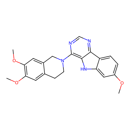 4-(6,7-dimethoxy-3,4-dihydroisoquinolin-2(1H)-yl)-7-methoxy-5H-pyrimido[5,4-b]indole structure
