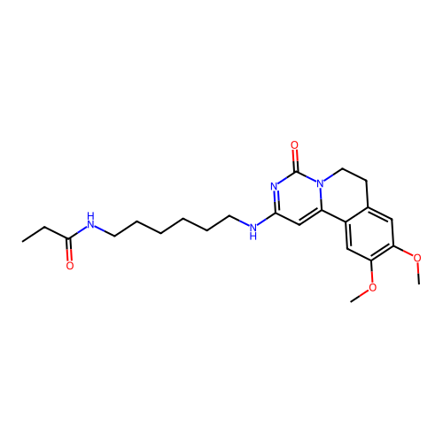 N-(6-((9,10-dimethoxy-4-oxo-6,7-dihydro-4H-pyrimido[6,1-a]isoquinolin-2-yl)amino)hexyl)propionamide structure