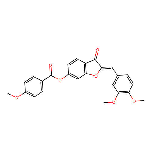 (Z)-2-(3,4-dimethoxybenzylidene)-3-oxo-2,3-dihydrobenzofuran-6-yl 4-methoxybenzoate structure