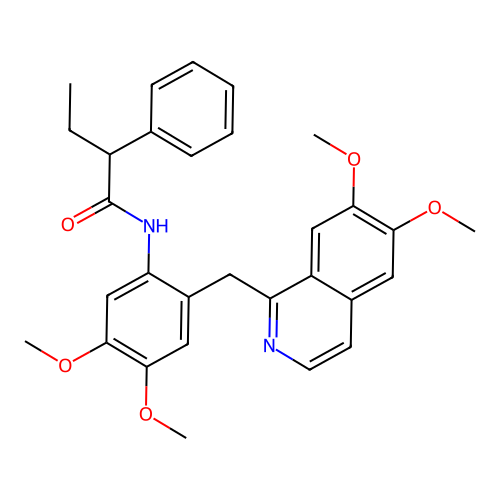 N-{2-[(6,7-DIMETHOXYISOQUINOLIN-1-YL)METHYL]-4,5-DIMETHOXYPHENYL}-2-PHENYLBUTANAMIDE structure