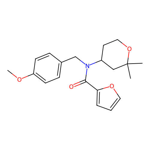 N-(2,2-dimethyltetrahydro-2H-pyran-4-yl)-N-(4-methoxybenzyl)furan-2-carboxamide structure