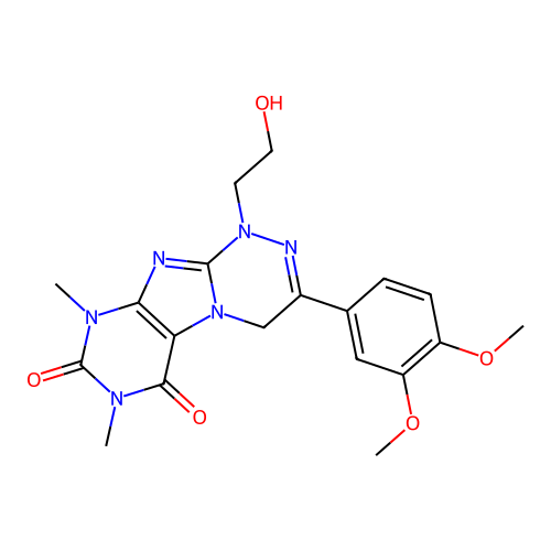 3-(3,4-dimethoxyphenyl)-1-(2-hydroxyethyl)-7,9-dimethyl-7,9-dihydro-[1,2,4]triazino[3,4-f]purine-6,8(1H,4H)-dione structure