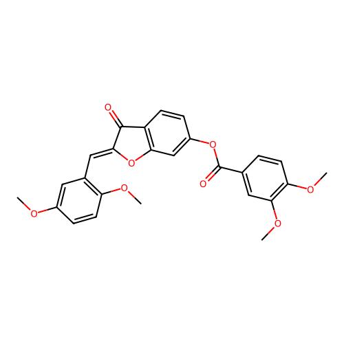 (Z)-2-(2,5-dimethoxybenzylidene)-3-oxo-2,3-dihydrobenzofuran-6-yl 3,4-dimethoxybenzoate structure