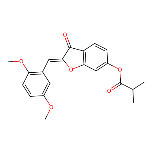 (Z)-2-(2,5-dimethoxybenzylidene)-3-oxo-2,3-dihydrobenzofuran-6-yl isobutyrate structure