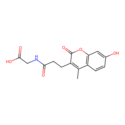 N-[3-(7-hydroxy-4-methyl-2-oxo-2H-chromen-3-yl)propanoyl]glycine structure