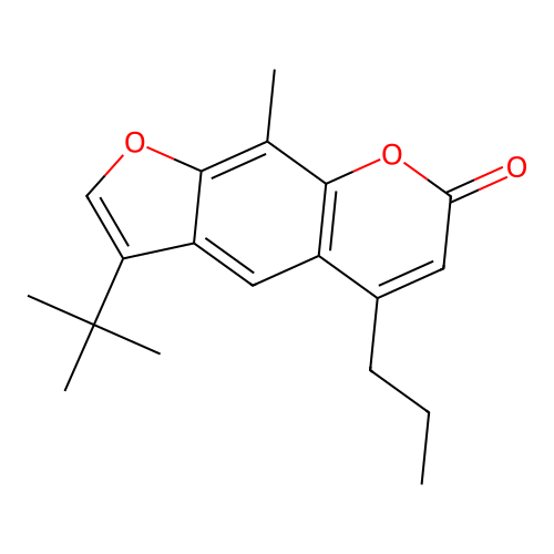 3-tert-butyl-9-methyl-5-propyl-7H-furo[3,2-g]chromen-7-one structure