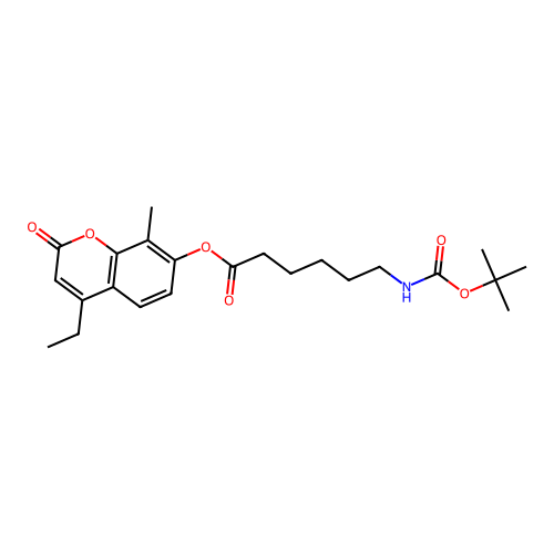 4-ethyl-8-methyl-2-oxo-2H-chromen-7-yl 6-((tert-butoxycarbonyl)amino)hexanoate structure