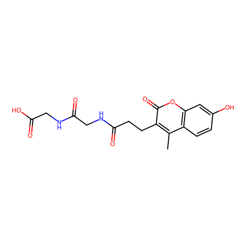 N-[3-(7-hydroxy-4-methyl-2-oxo-2H-chromen-3-yl)propanoyl]glycylglycine structure