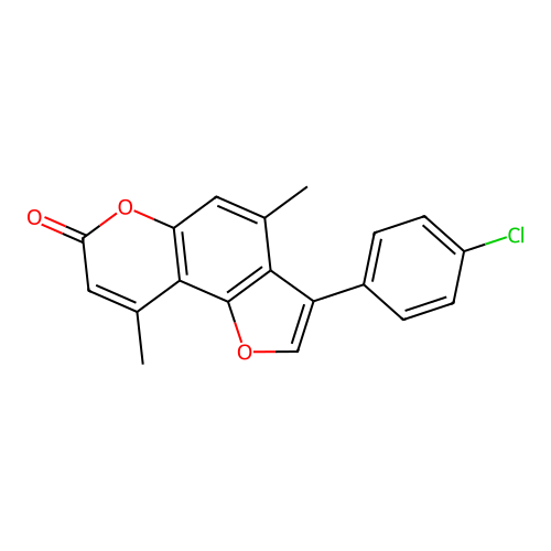 3-(4-chlorophenyl)-4,9-dimethyl-7H-furo[2,3-f]chromen-7-one structure