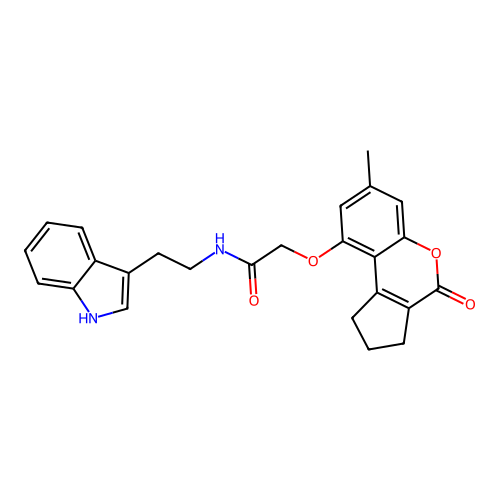 N-(2-(1H-indol-3-yl)ethyl)-2-((7-methyl-4-oxo-1,2,3,4-tetrahydrocyclopenta[c]chromen-9-yl)oxy)acetamide structure