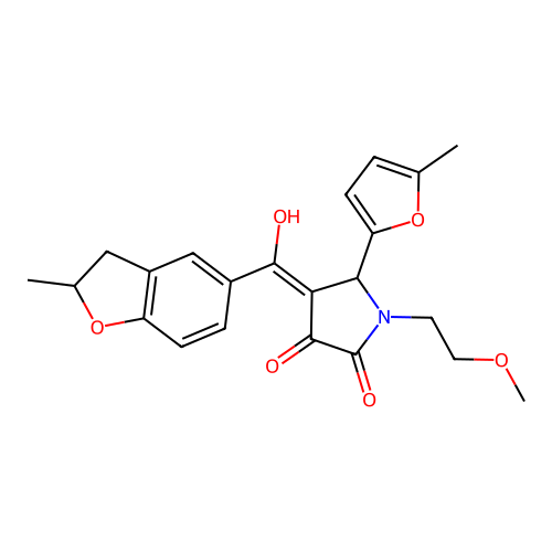 3-hydroxy-1-(2-methoxyethyl)-4-(2-methyl-2,3-dihydro-1-benzofuran-5-carbonyl)-5-(5-methylfuran-2-yl)-2,5-dihydro-1H-pyrrol-2-one structure