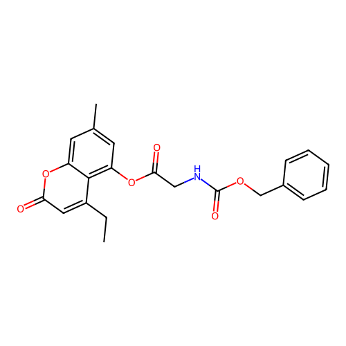4-ethyl-7-methyl-2-oxo-2H-chromen-5-yl 2-(((benzyloxy)carbonyl)amino)acetate structure