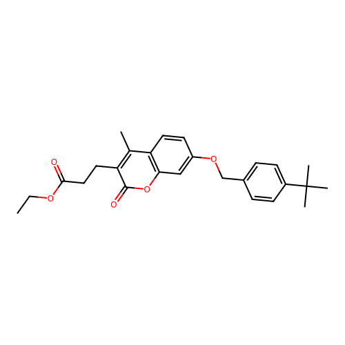 ethyl 3-{7-[(4-tert-butylbenzyl)oxy]-4-methyl-2-oxo-2H-chromen-3-yl}propanoate structure