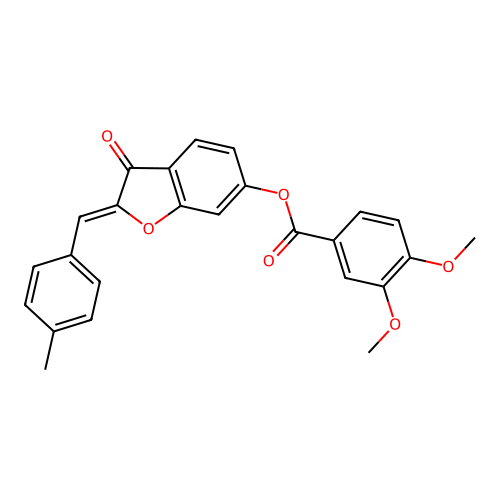 (Z)-2-(4-methylbenzylidene)-3-oxo-2,3-dihydrobenzofuran-6-yl 3,4-dimethoxybenzoate structure