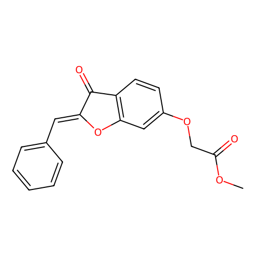 (Z)-methyl 2-((2-benzylidene-3-oxo-2,3-dihydrobenzofuran-6-yl)oxy)acetate structure