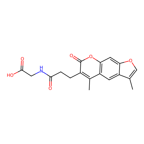 2-(3-(3,5-dimethyl-7-oxo-7H-furo[3,2-g]chromen-6-yl)propanamido)acetic acid structure