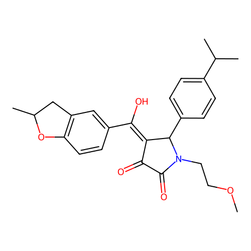 (4E)-4-[hydroxy(2-methyl-2,3-dihydro-1-benzofuran-5-yl)methylidene]-1-(2-methoxyethyl)-5-[4-(propan-2-yl)phenyl]pyrrolidine-2,3-dione structure