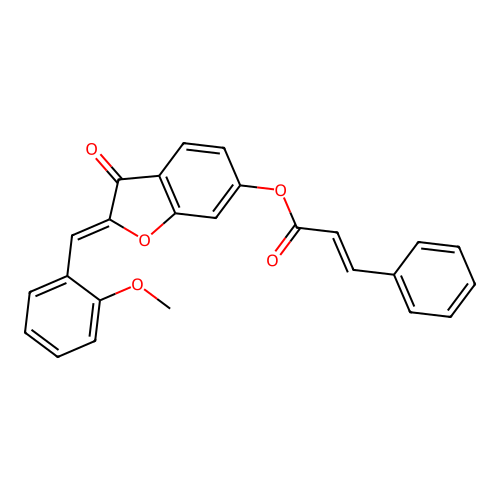 (Z)-2-(2-methoxybenzylidene)-3-oxo-2,3-dihydrobenzofuran-6-yl cinnamate structure