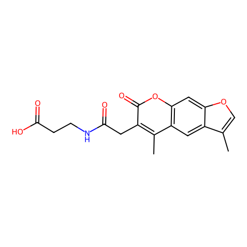 N-[(3,5-dimethyl-7-oxo-7H-furo[3,2-g]chromen-6-yl)acetyl]-beta-alanine structure