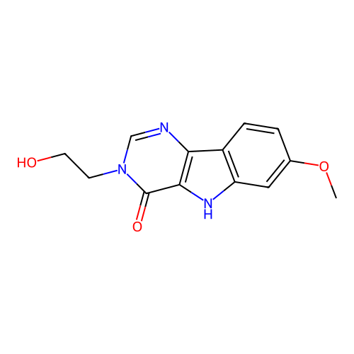 3-(2-hydroxyethyl)-7-methoxy-3H-pyrimido[5,4-b]indol-4(5H)-one structure