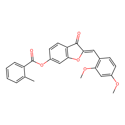 (2Z)-2-(2,4-dimethoxybenzylidene)-3-oxo-2,3-dihydro-1-benzofuran-6-yl 2-methylbenzoate structure