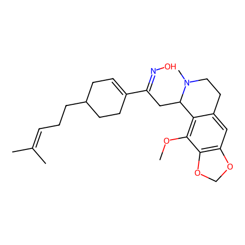 (1E)-N-hydroxy-2-(4-methoxy-6-methyl-5,6,7,8-tetrahydro[1,3]dioxolo[4,5-g]isoquinolin-5-yl)-1-[4-(4-methylpent-3-en-1-yl)cyclohex-1-en-1-yl]ethanimine structure